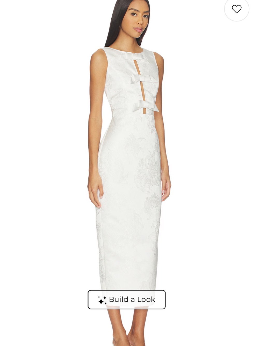 White Midi Satin Jacquard with Bows - Vesper